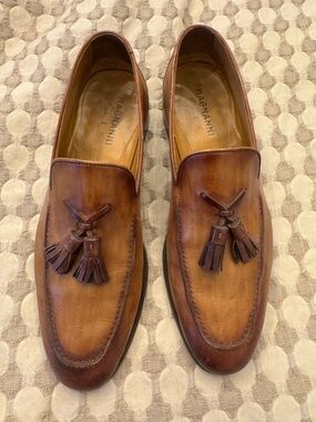 Magnanni Cognac Brown Leather Tassel Loafers
